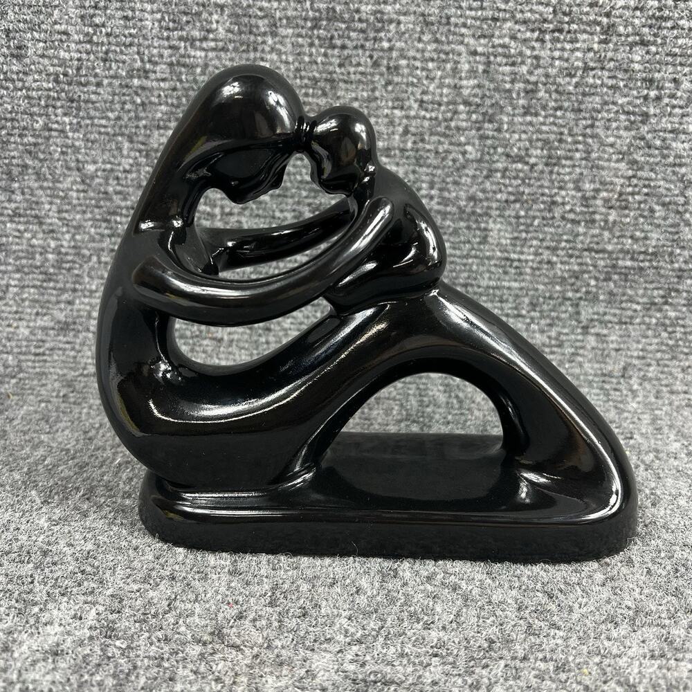Vintage Mother Child Black Resin Sculpture Modern Art Figurine Made in Thailand - Picture 4 of 12